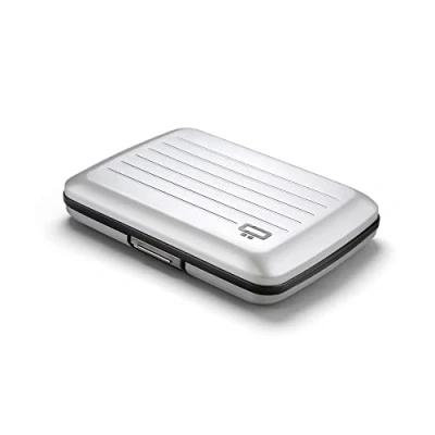 Afbeelding van Ögon Designs Stockholm V2 aluminium portemonnee Metalen slot en waterbestendig RFID blokkerende kaarthouder Maximaal 10 kaarten bankbiljetten Zilver