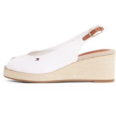 Afbeelding van Tommy Hilfiger Sandalen met sleehak, Dames, Maat: 40, Ecru Textiel