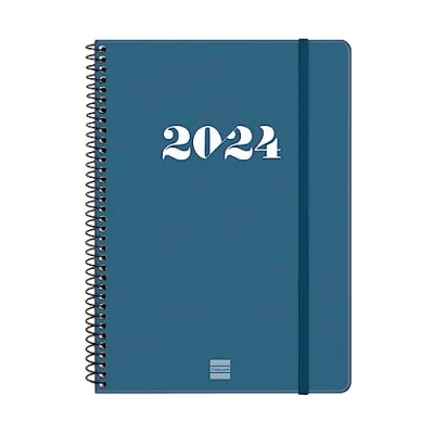 Afbeelding van Finocam Spiraalagenda 2024, horizontale weekkalender, januari 2024 december (12 maanden), &quot;My&quot;, Franse versie, blauw
