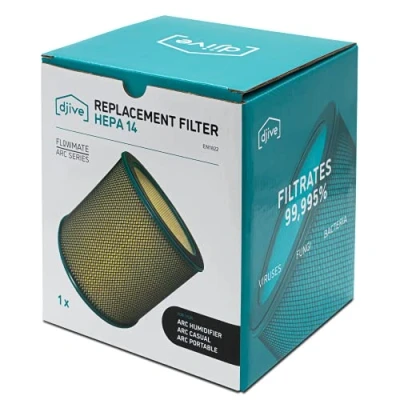 Afbeelding van djive DJ50021 vervangings HEPA 14 filter compatibel met ARC Casual, Humidifier &amp; Portable Luchtzuiveraar, H14 accessoire elimineert 99,995% van stofdeeltjes, pollen en fijn stof,Wit