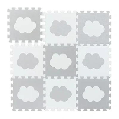 Afbeelding van Relaxdays 18 delige speelmat foam wolk speeltegels puzzelmat puzzeltegels kinderen wit grijs