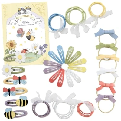 Afbeelding van Papierdrachen 48 stuks lente haaraccessoires duurzaam en robuust haarspeldjes haarelastiekjes accessoires met applicaties voor lang fijn haar