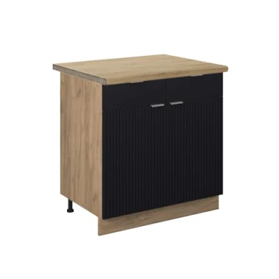 Afbeelding van Vicco Keukenonderkast Fame Line, Zwart gestreept/Krachtige Eik goud, 80 cm , WB