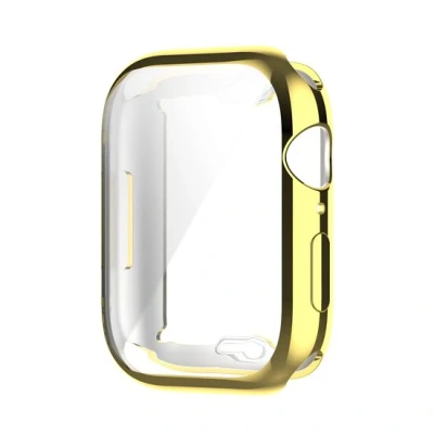 Afbeelding van Apple watch Siliconen case (volledig beschermd) 45mm Goud Geschikt voor
