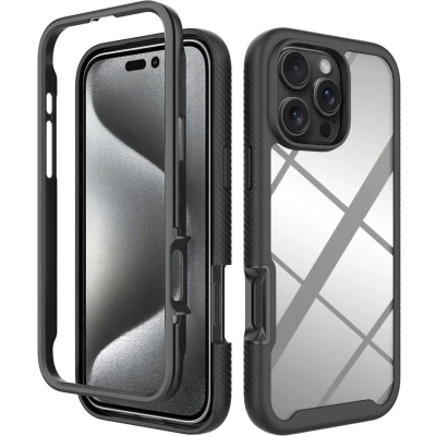 Afbeelding van imoshion Hoesje Geschikt voor iPhone 16 Pro Max 360 Full Protective Case Zwart / Transparant