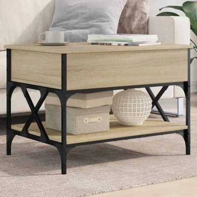 Afbeelding van vidaXL Salontafel 70x50x50 cm bewerkt hout en metaal sonoma eikenkleur