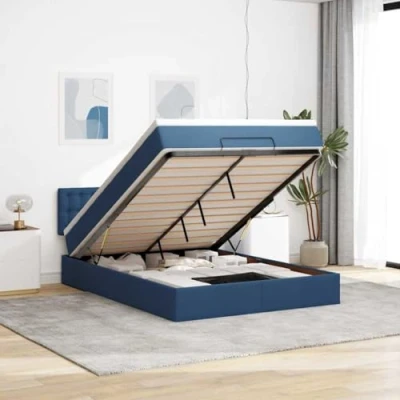 Afbeelding van vidaXL Bedframe met matras 140x200cm stof blauw