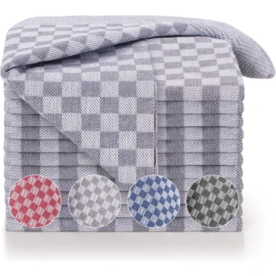 Afbeelding van Blumtal set van 20 theedoeken hoogwaardige handdoekenset, 100% katoen, 50x70 cm, grijs geruit