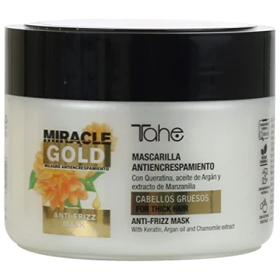 Afbeelding van Tahe Miracle Gold Anti Respect Masker voor dik haar met keratine, arganolie en kamille extract, 300 ml