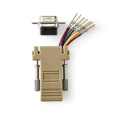 Afbeelding van Nedis Seriële Adapter D SUB 9 pin mannelijk RJ45 vrouwelijk Vernikkeld Ivoor Doos, Interfacekabel