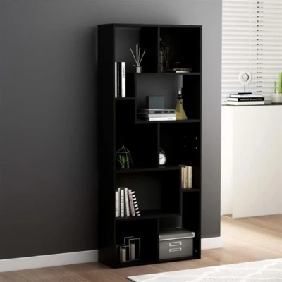 Afbeelding van Boekenkast 67x24x161 cm spaanplaat zwart
