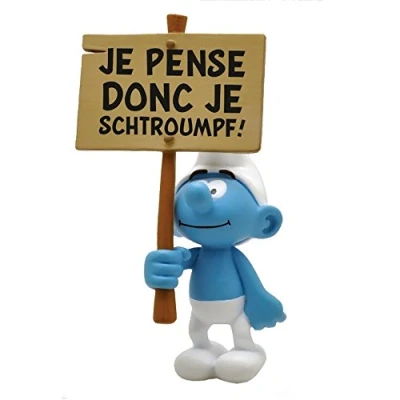 Afbeelding van Smurfenbeeldje met bord Plastoy smurfen figuurtje 15 cm Verzamelfiguur