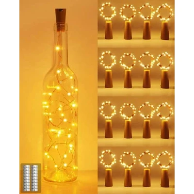 Afbeelding van kolpop Led flessenslinger, 2 m, 20 leds [16 stuks] lichtketting, waterdicht, zilverdraad, flexibele decoratie voor Kerstmis, feest, bruiloft, tuin