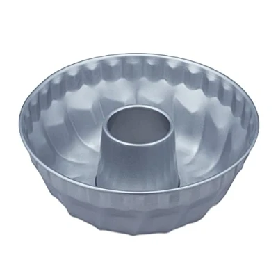 Afbeelding van Relaxdays tulband bakvorm 25 cm staal cakevorm rond tulbandvorm keuken zilver