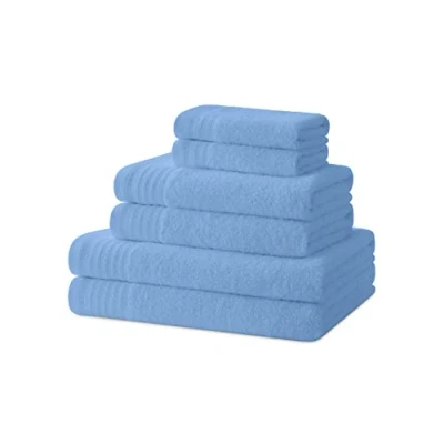 Afbeelding van Degrees home Set van 2 badhanddoeken met douchehanddoeken, handdoeken en bidethanddoeken, 100% katoen, 480 g/m², hemelsblauw