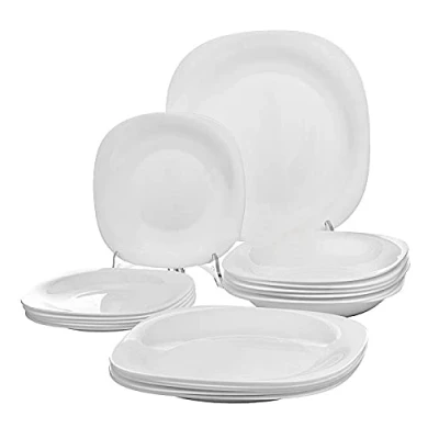 Afbeelding van Dajar LUMINARC Tafelservies van gehard glas, 18 delig, grijs/wit