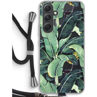 Afbeelding van Case Company® hoesje met Koord geschikt voor Samsung Galaxy A54 Bananenbladeren Telefoonhoesje Zwart Bescherming aan alle Kanten en Over de Schermrand