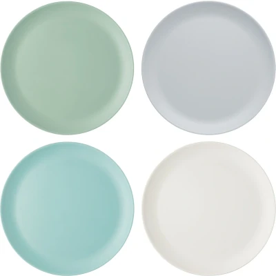 Afbeelding van KitchenCraft set van 4 kleurrijke melamine borden uit de Colourworks Design collectie, bijborden, 23 cm, 1 in rustieke kleuren