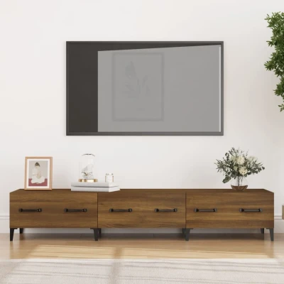 Afbeelding van Tv meubel 150x34,5x30 cm bewerkt hout bruin eikenkleur