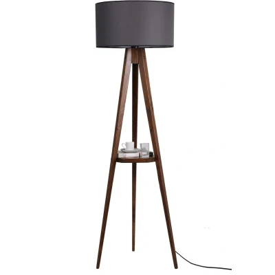 Afbeelding van Verlichting Vloerlamp Louie Walnoot Grijs Hout Afmetingen 46x46x176cm