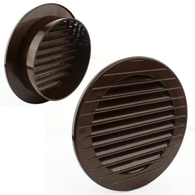 Afbeelding van MKK 17969 Ventilatierooster, buitenrooster Met insectengaas Wit, grijs, bruin 60, 70, 80, 90, 100, 120, 125, 150 mm Bruin, Ø