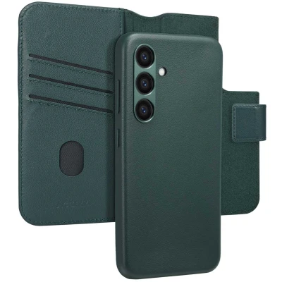 Afbeelding van Accezz Hoesje Geschikt voor Samsung Galaxy S24 Met Pasjeshouder Leather Bookcase 2 in 1 MagSafe donkergroen