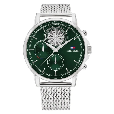 Afbeelding van Tommy Hilfiger TH1710608 STEWART Heren Horloge Mineraalglas Staal Zilverkleurig 44 mm breed Quartz Druksluiting 5 ATM (douchen)