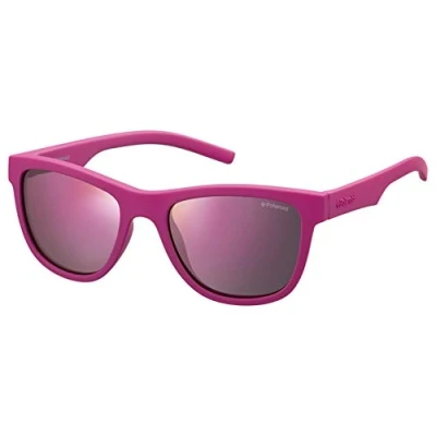 Afbeelding van Polaroid Kids Wayfarer zonnebril in donkerroze gepolariseerd PLD 8018/S CYQ 47, Roze (Roze/Grijs roze), Pink)