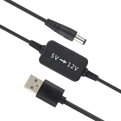 Afbeelding van USB naar 12V DC 5V Spanning Converter Kabel (5,5 x 2,1 mm Connector) Transformator Voeding Adapter Oplader 1,5m (5V 12V)