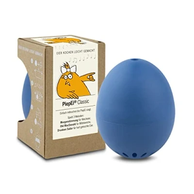Afbeelding van piepei Classic Blue zingende eierwekker om te koken eierkoker voor 3 hardheidsgraden met melodieën grappig keukenei Eggtimer muziek Brainstream