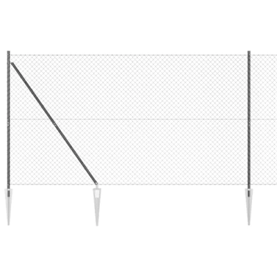 Afbeelding van vidaXL Ketenringschutting met 7 Spike Posts 1,6x10 m Gegalvaniseerd Staal