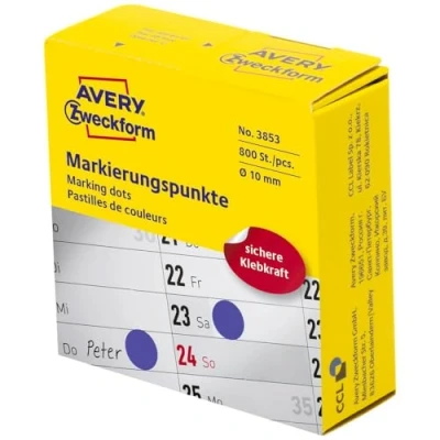 Afbeelding van Avery marking dots, diameter 10 mm, rol met 800 stuks, blauw etiket