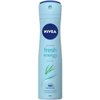 Afbeelding van Nivea Deodorant Spray Fresh Energy 150 ml anti transpirant deospray met bacteriële werking 48h bescherming Alcoholvrij Deodorantspray