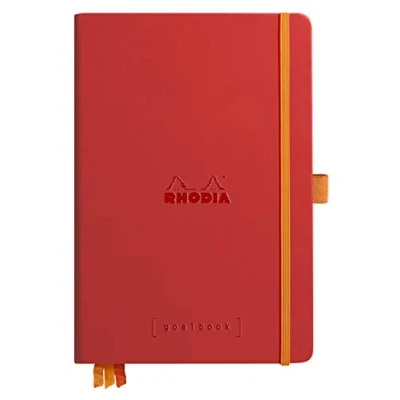 Afbeelding van Goalboek hardcover Klaproosrood Dotted Ivoor papier A5 90 gram Rhodia 224 vellen