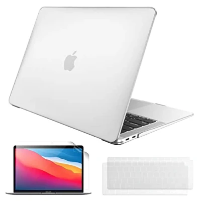 Afbeelding van FINTIE Beschermhoes compatibel met MacBook Air 13 inch 2020 2019 2018 modellen A2337 (M1) / A2179 A1932, harde hoes, dun, toetsenbordfolie en displaybescherming, transparant mat
