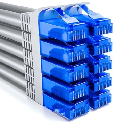 Afbeelding van deleyCON 10 x 2 m CAT6 netwerkkabelset U UTP RJ45 CAT 6 LAN kabel patchkabel koper voor Switch Router Modem Repeater Patch Panel grijs