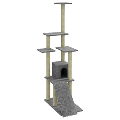 Afbeelding van vidaXL Kattenmeubel met sisal krabpalen 155 cm lichtgrijs