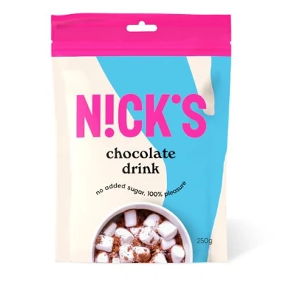 Afbeelding van NICKS Chocodrink, Veganistische Instant Chocolade, Premium Cacaopoeder, Zonder Toegevoegde Suiker, 250 g (35 porties)