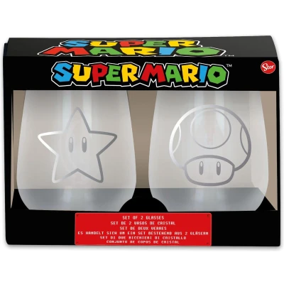 Afbeelding van Storline Nintendo Super Mario Crystal Glasses 2 pack