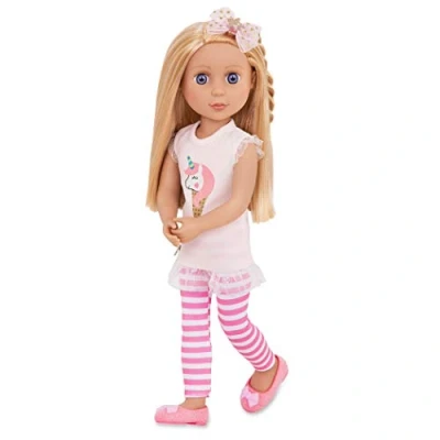 Afbeelding van Glitter Girls 35,6 cm Fashion Doll Blond haar &amp; Purple Eyes Poseable Arms Legs Unicorn Ice Cream Outfit 3 jaar + Lacy