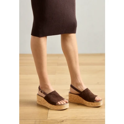 Afbeelding van Tamaris Sandalen met sleehak, Dames, Maat: 40, Mocca Leer