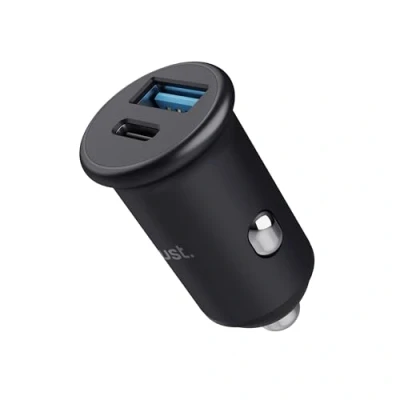 Afbeelding van Trust Maxo 38W Autolader USB C A Twee Poorten Sigaretten Aansteker Adapter Compacte Auto Oplader Zwart