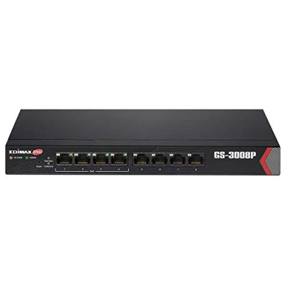 Afbeelding van Edimax Pro GS 3008P: 8 poorts GE PoE+ schakelaar (8 Havens), Netwerkschakelaar, Zwart