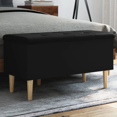 Afbeelding van Opbergbankje 82x42x46 cm bewerkt hout zwart