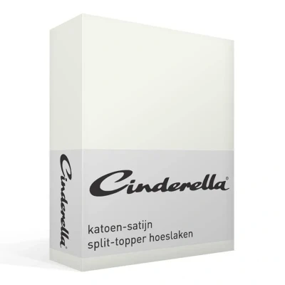 Afbeelding van Cinderella Sundays Topper Hoeslaken met split 160x200 cm Tot 15 matrashoogte 100% Katoen Satijn Ivoor