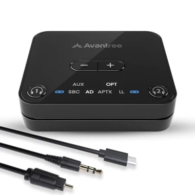 Afbeelding van Avantree Audikast 3 Bluetooth 5.3 tv audiozender met verbeterd optisch volume, bereik van 100 meter, dubbele verbinding, universele compatibiliteit apparaten