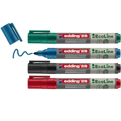 Afbeelding van Viltstift edding 28 whiteboard Ecoline rond 1.5 3mm assorti set à 4 stuks