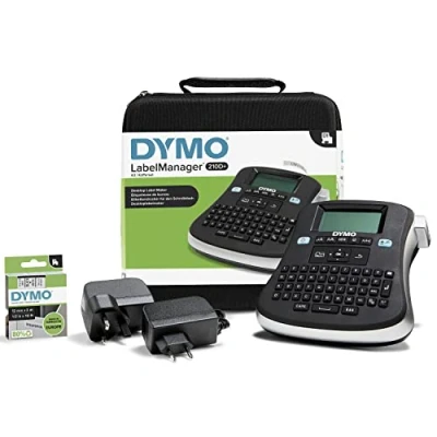 Afbeelding van Dymo LabelManager 210D draagbare labelprinterset, QWERTY toetsenbord, met 12 mm D1 etiketten zwart op wit en draagtas