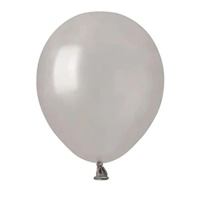 Afbeelding van Verpakking met 100 ballonnen, natuurlatex, premium kwaliteit, A50, diameter 13 cm, zilverkleurig