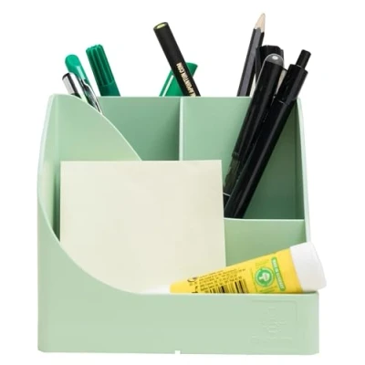 Afbeelding van Exacompta Ref. 69580D 1 Pen Wave Autentik Sage Green Pennenhouder met 5 vakken 4 hoge voor grote gebruiksvoorwerpen en onderste compartiment kleine